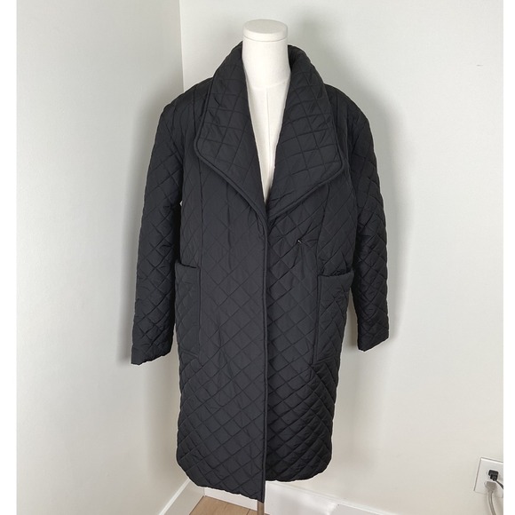 A Pea in the Pod Jackets & Blazers - A Pea in the Pod Quilted Shawl Collar Long Coat Jacket Black XS Maternity